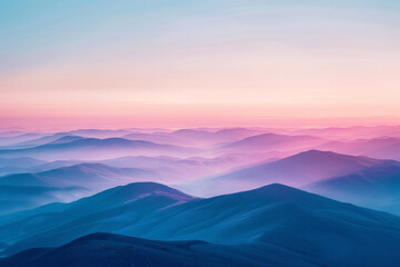 Poster - A sunrise gradient flowing from soft peach to pastel pink, capturing the quiet of early morning,