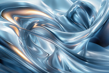 Poster - A futuristic abstract design using sleek, metallic vector strokes in silver and blue, suggesting modernity and innovation,
