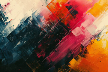 Poster - A chaotic abstract painting with overlapping vector strokes in multiple colors, creating a sense of wild energy,