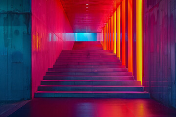 Leinwandbilder - A modern art deco design using neon colors to highlight geometric elegance,