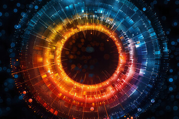 Poster - A circular heatmap of social media activity hours, glowing with activity peaks in hot colors,