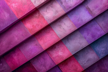 Fototapete - A dynamic pattern where diagonal stripes intersect, forming a complex kaleidoscope of purples and pinks,