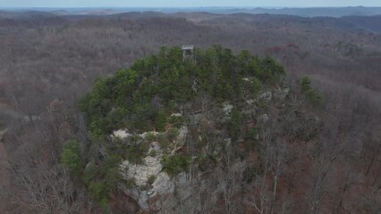 Wall Mural - drone view abandoned fire tower