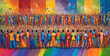 Colorful crowd with diverse LGBT individuals at Pride Parade, proudly expressing their identity and solidarity, symbolizing ongoing fight for human rights and acceptance for all. Abstract wallpaper