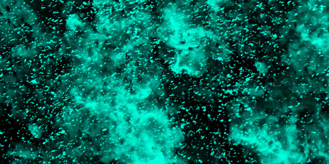 Aufkleber - Abstract dynamic particles with soft Blue clouds on dark background. Defocused Lights and Dust Particles. Watercolor wash aqua painted texture grungy design.