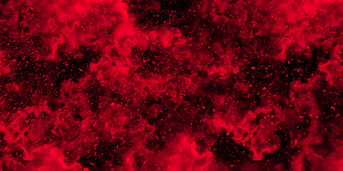 Aufkleber - Abstract dynamic particles with soft Red clouds on dark background. Defocused Lights and Dust Particles. Watercolor wash aqua painted texture grungy design.	