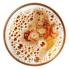 Wall Mural - Glass of beer with bubble top view isolated on transparent background Remove png, Clipping Path, pen tool