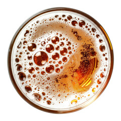 Wall Mural - Glass of beer with bubble top view isolated on transparent background Remove png, Clipping Path, pen tool