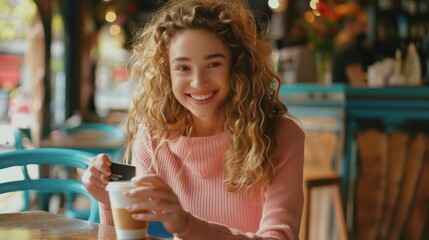 Sticker - A Joyful Woman at the Cafe