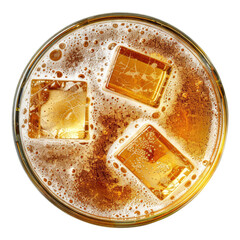 Wall Mural - Glass of beer with cubes top view isolated on transparent background Remove png, Clipping Path, pen tool