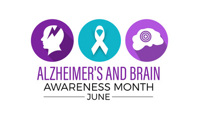 Wall Mural - Alzheimer's and Brain awareness month health awareness vector illustration. Disease prevention vector template for banner, card, background.