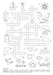 © celinn - Crossword puzzle. Sea theme. Game and Coloring page. French language. Vector illustration.