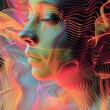 Colorful portrait of a woman made of colorful lines and waves. higher self