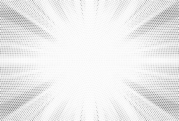 Fototapete - Halftone gradient sun rays pattern. Abstract halftone vector dots background. monochrome dots pattern. Vector background in comic book style with sunburst rays and halftone. Retro pop art design.	
