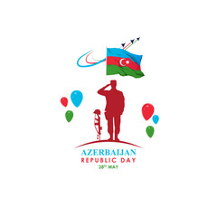 Wall Mural - Vector illustration of Azerbaijan Republic Day social media feed template