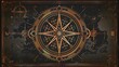 A beautiful golden compass on a detailed world map background. The compass is intricate and detailed, with a beautiful golden patina.