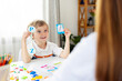 Boy Happy Learning Alphabet with Flashcards