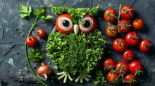 B'A Cute Owl Made Of Vegetables'