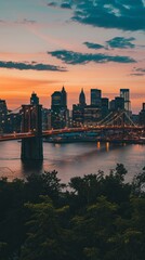 Wall Mural - b'New York City skyline at sunset as seen from Brooklyn Heights'