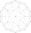 Wireframe polygonal sphere. Sphere with connected lines and dots. Technology abstract background. Diamond top view.