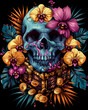 A skull with a flower on it