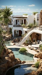 Wall Mural - b'Modern luxury resort with private pools and stunning views'