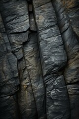 Canvas Print - b'Dark, grey rock face with sharp edges'