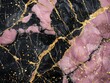 Cosmic Ballet. Rose Tints and Golden Veins on a Black Marble Stage.