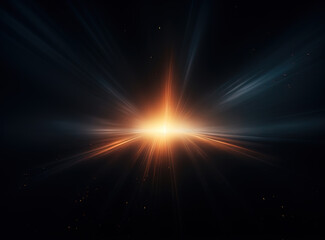 Wall Mural - light flare in the dark space. abstract background with shiny lens glare effect.