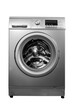 © Ева Поликарпова - A modern silver washing machine on a clean white background. Perfect for household appliance concepts