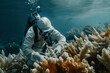 A marine biologist using antibiotics as part of their research or treatment to study and protect marine life.


