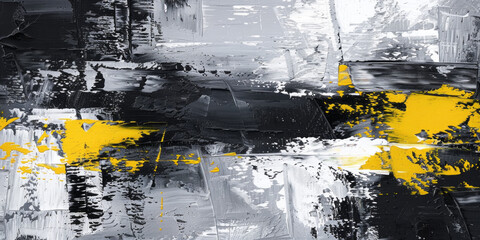 Wall Mural - Abstract white, yellow and black painting, background or pattern, creative design template with copyspace