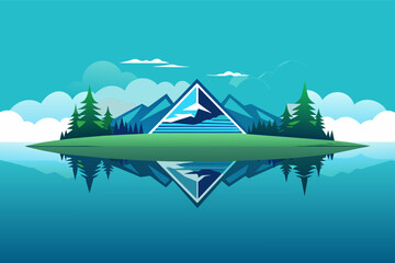Aufkleber - logo mockup appearing as a reflection in a tranquil pond