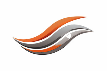 Poster - Abstract orange and grey wave logo design on a white background.