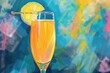 Vibrant painting of a refreshing glass of orange juice. Perfect for food and beverage concepts
