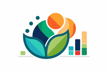 Aufkleber - logo design inspired by data visualization, utilizing organic shapes and a limited color palette