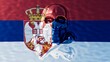 Royal Reflection: A Gleaming Skull Adorned with Serbia Coat of Arms
