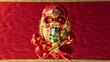 Regal Crimson Skull Merged with Montenegro National Flag