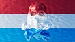 Radiant Skull Adrift on the Flag of Luxembourg