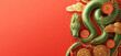 A vibrant illustration of a Chinese-style green dragon surrounded by golden clouds and ornaments on a red background, symbolizing prosperity and luck. Space for text.
