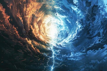 Wall Mural - dramatic storm with lightning, suitable for weather concepts