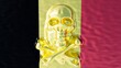 Gleaming Skull Reflection on the Belgian Flag Artistic Interpretation