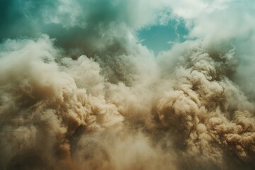 Poster - A plane soaring through a sky filled with fluffy clouds. Suitable for travel and aviation concepts