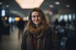 © MediaRaw - A woman wearing glasses and a scarf stands in a busy airport terminal