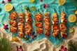 A platter of delicious grilled chicken skewers, perfect for a BBQ menu