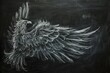 Detailed chalk drawing of a bird on a blackboard, suitable for educational or artistic projects