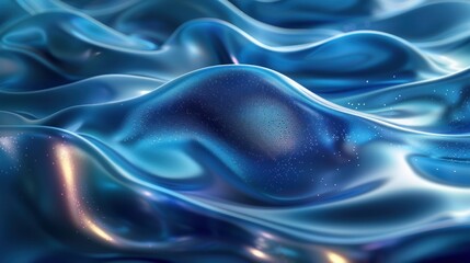 Wall Mural - Bright green and dark blue waves metallic holographic