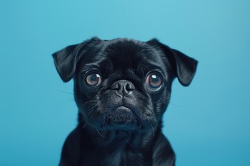 Sticker - A small black dog with a sad expression. Suitable for pet-related designs