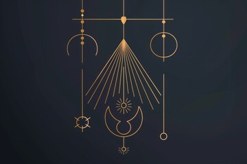 Canvas Print - Elegant gold design of a sun and moon on a black background. Perfect for luxury branding projects