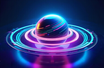 Planet in neon colors